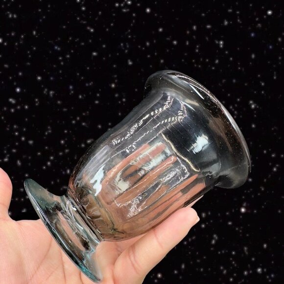 Hand Blown Art Glass Vase Bowl With Applied Base Clear Smokey Gray Black 4”T - Picture 9 of 15